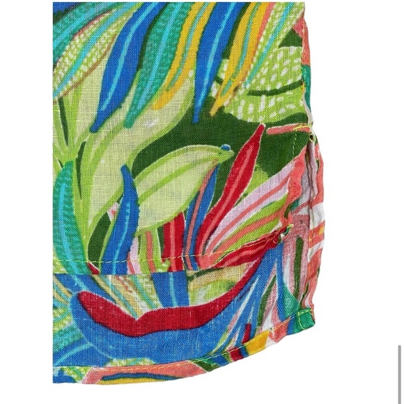 C&C California Colorful Hawaiian-Style Button-Up Linen Women's Shirt Size L - Picture 8 of 10